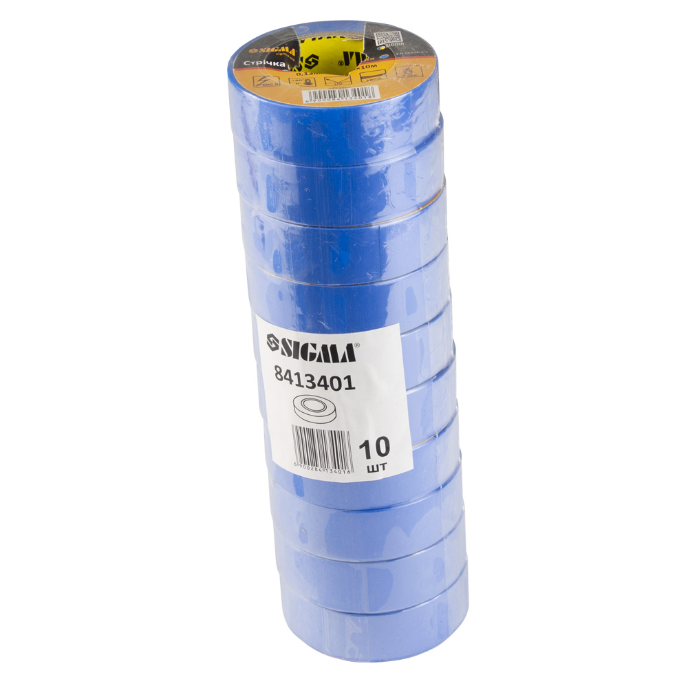 Стрічка Sigma ізоляційна ПВХ синя 0.13 мм x 19 мм x 10 м