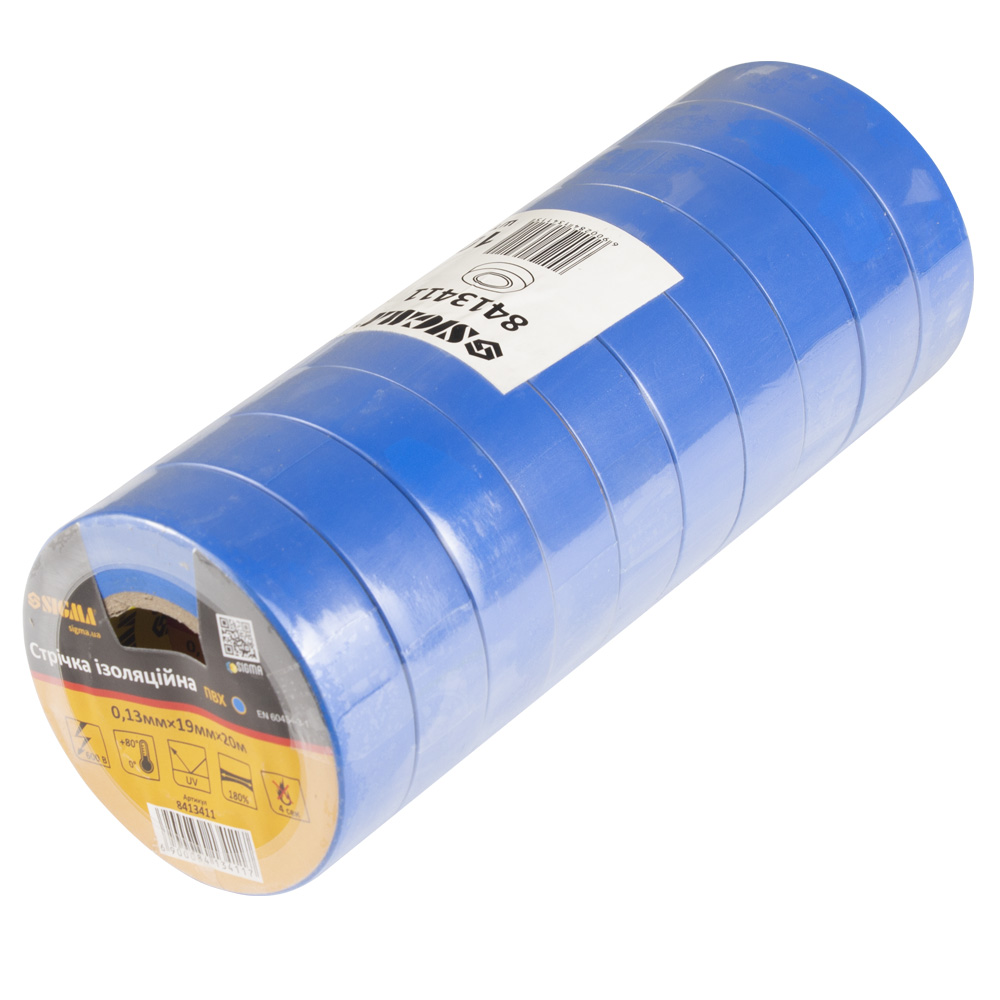 Стрічка Sigma ізоляційна ПВХ синя 0.13 мм x 19 мм x 20 м