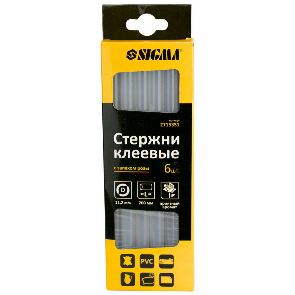 Стрижні клейові Sigma Ø11.2 x 200 мм 6 шт (запах троянди)