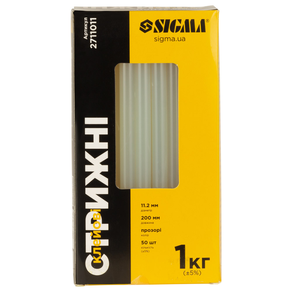 Стрижні клейові Sigma Ø11.2 х 200 мм 1 кг (прозорі)