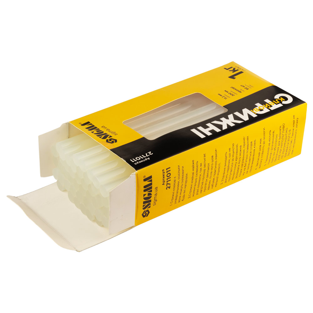 Стрижні клейові Sigma Ø11.2 х 200 мм 1 кг (прозорі)