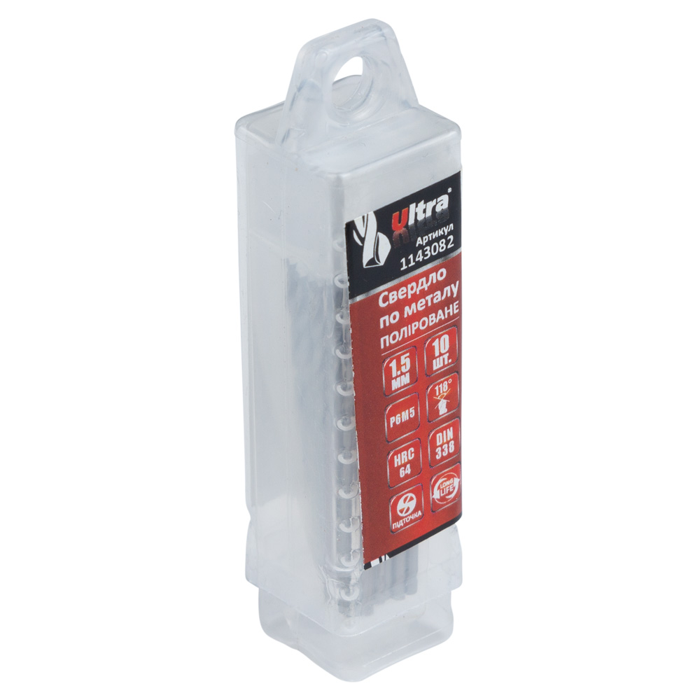 Свердло по металу Ultra Р6М5 поліроване Ø1.5 мм (тубус КРАТНО 10 шт)