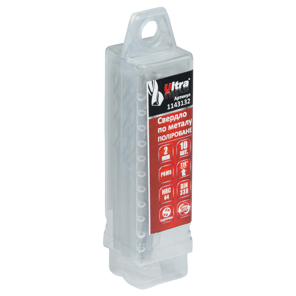 Свердло по металу Ultra Р6М5 поліроване Ø2.0 мм (тубус КРАТНО 10 шт)