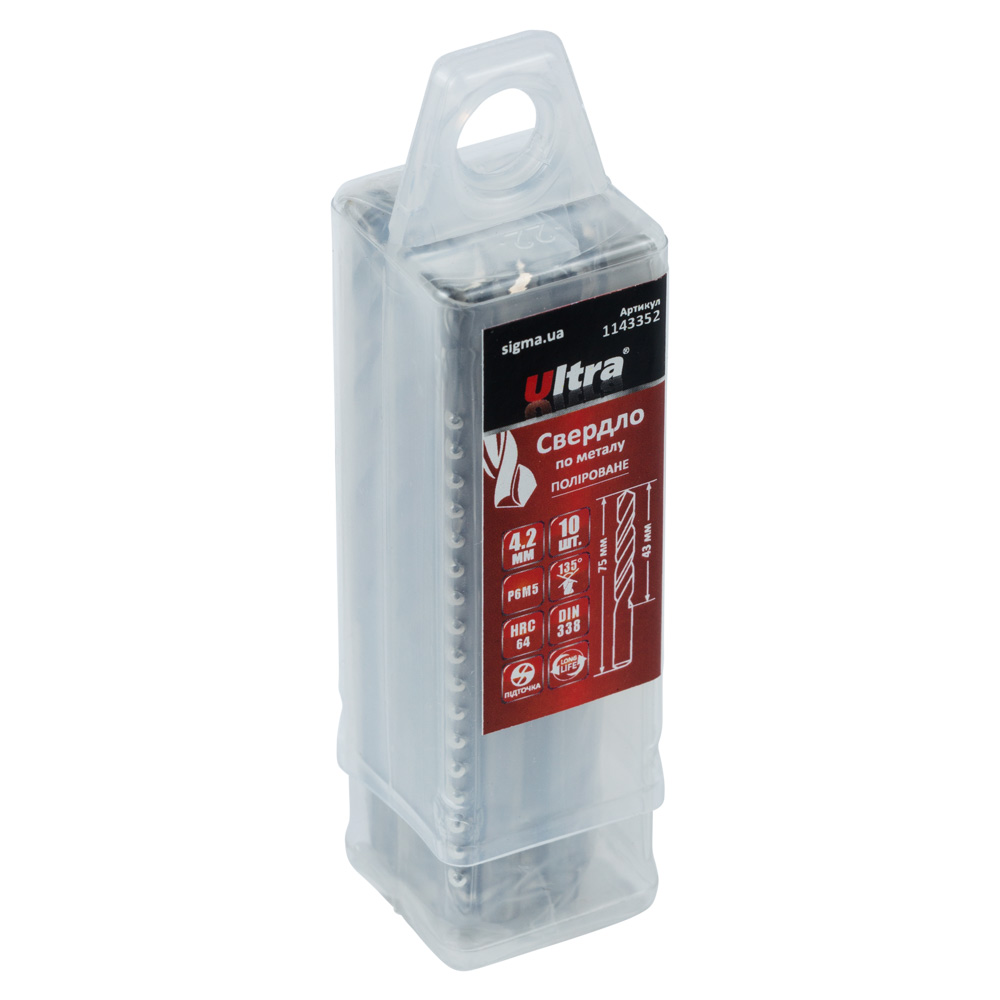 Свердло по металу Ultra Р6М5 поліроване Ø4.2 мм (тубус КРАТНО 10 шт)