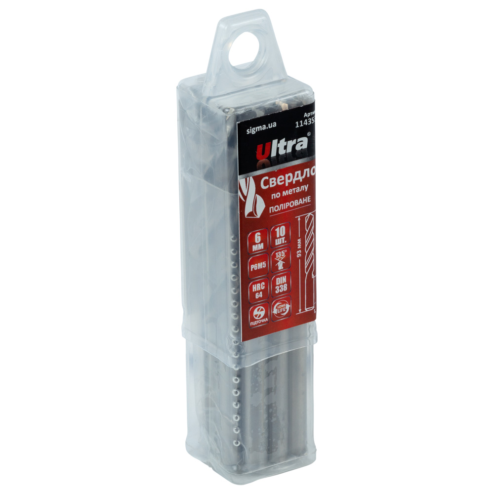 Свердло по металу Ultra Р6М5 поліроване Ø6.0 мм (тубус КРАТНО 10 шт)