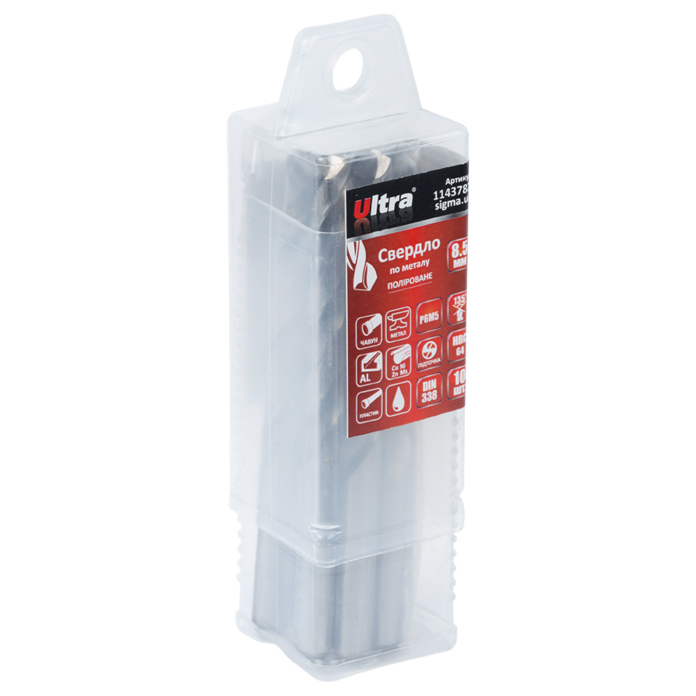Свердло по металу Ultra Р6М5 поліроване Ø8.5 мм (тубус КРАТНО 10 шт)
