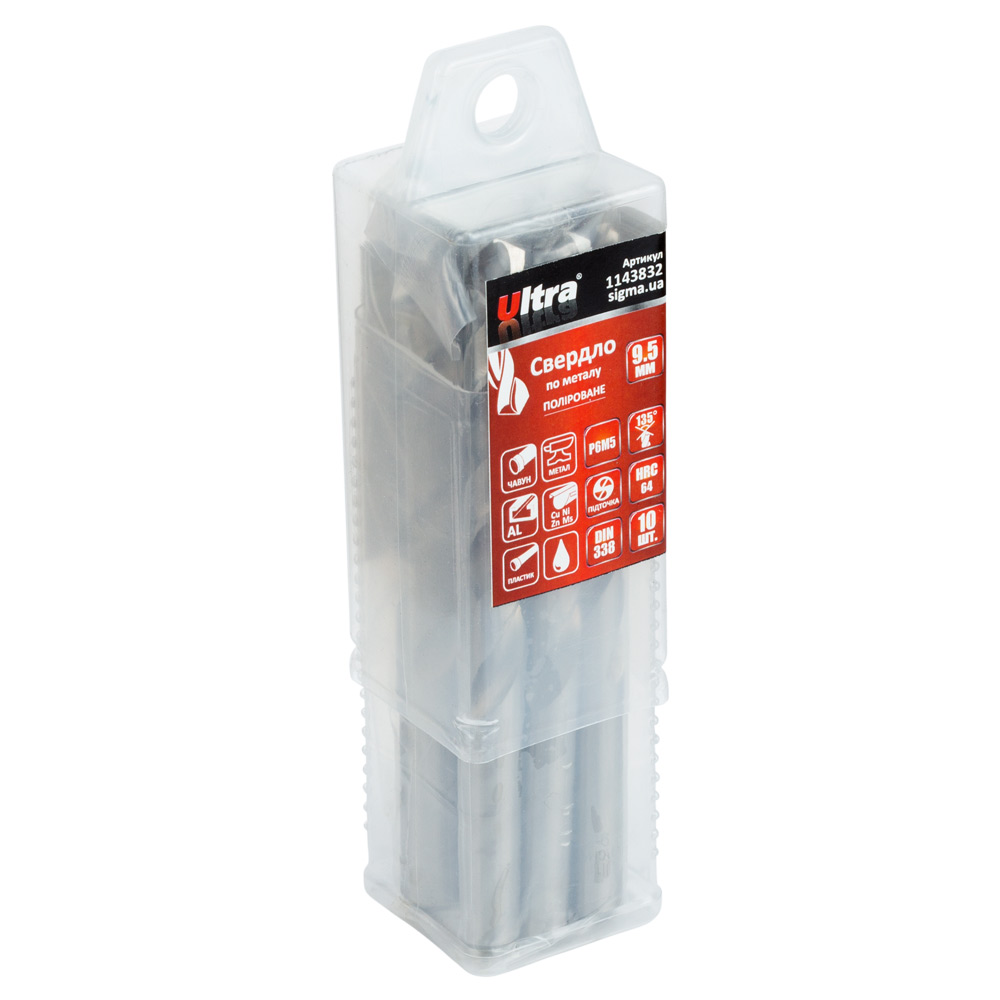 Свердло по металу Ultra Р6М5 поліроване Ø9.5 мм (тубус КРАТНО 10 шт)