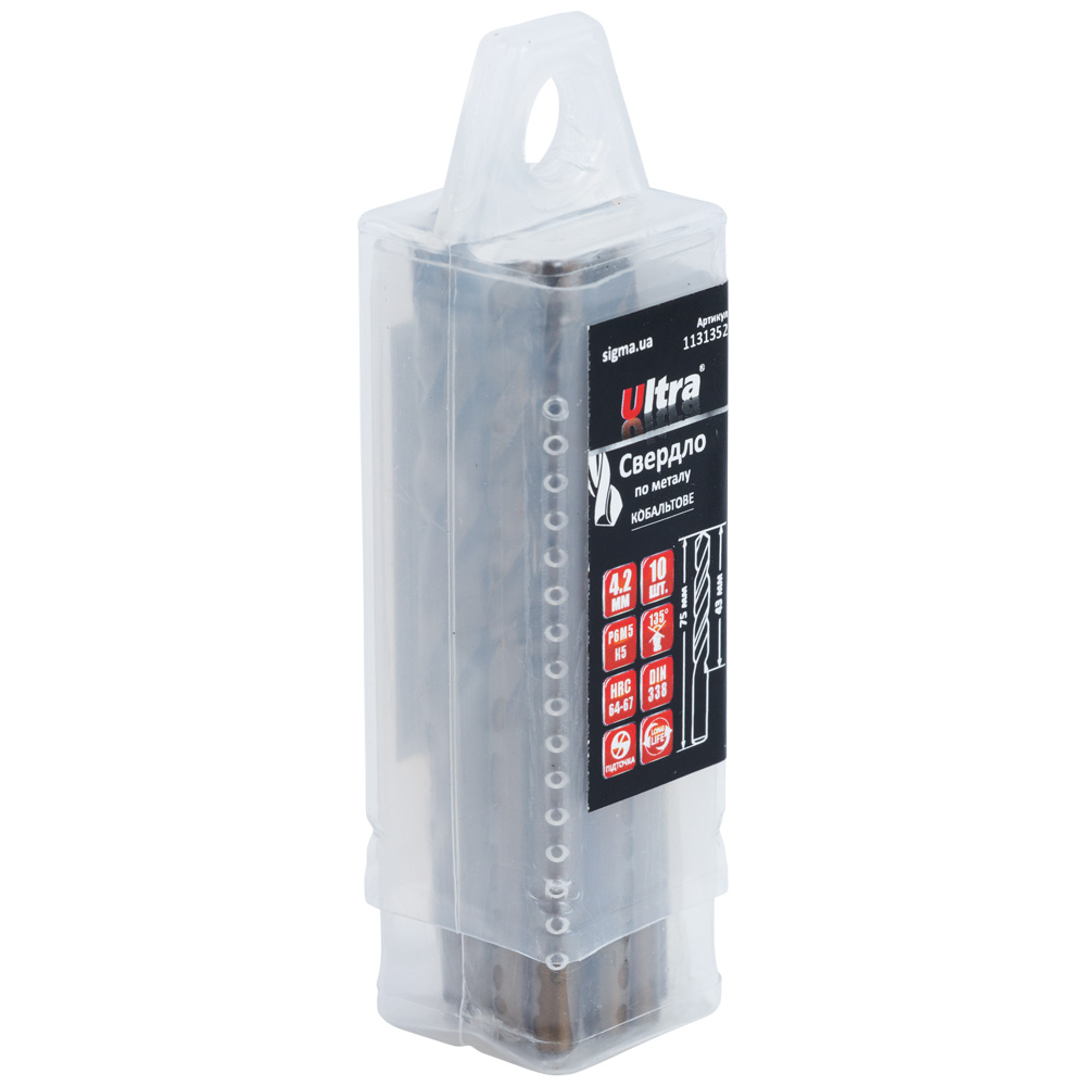 Свердло по металу Ultra Р6М5К5 кобальтове Ø4,2 мм (тубус, кратно 10шт)