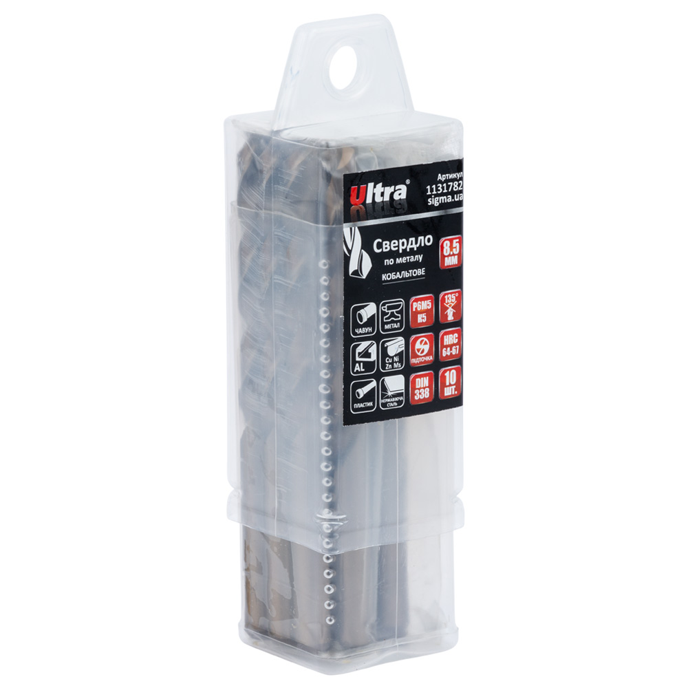Свердло по металу Ultra Р6М5К5 кобальтове Ø8,5 мм (тубус, кратно 10шт)