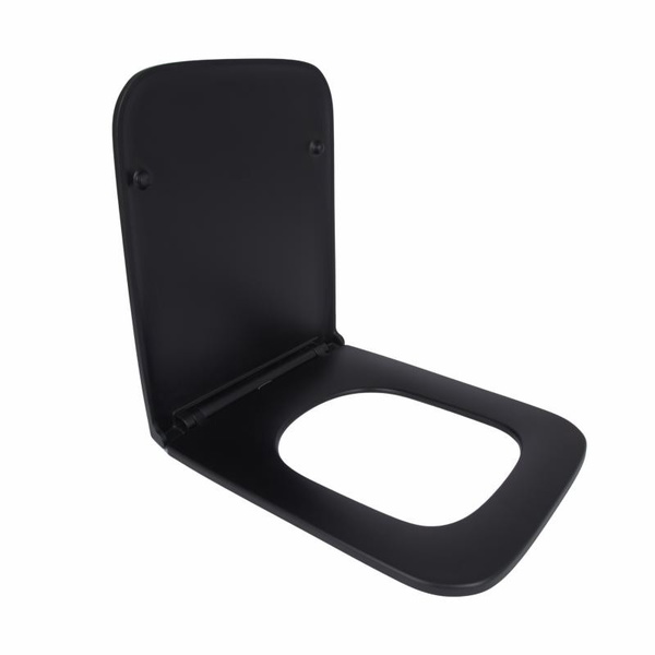Сидіння для унітаза (Gemini) 435 x 357 x 37 мм, Matt Black, з мікроліфтом, Slim Duroplast, Quick Release Qtap (QT99HY2312MB)