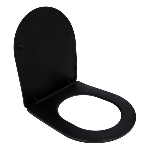 Сиденье для унитаза Qtap (Robin 490) 425 x 363 x 50 мм, Matt Black, с микролифтом, Slim Duroplast, Quick Release (QTSC179MB48676)