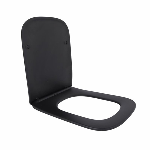 Сидіння для унітаза (Tern 490) 435 x 344 x 50 мм, Matt Black, з мікроліфтом, Slim Duroplast, Quick Release Qtap (QTSC179MB47354)