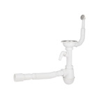 Сифон для кухонної мийки Lidz (WHI) 60 08 E001 01 ECO з круглим переливом (вихід 50 мм)