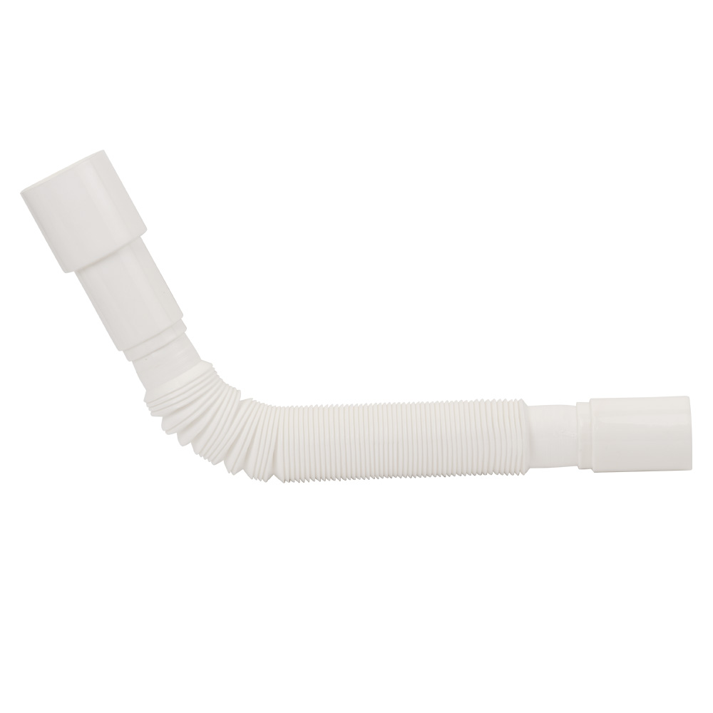 Сифон для кухонної мийки Tau з нержавіючим випуском 3½" круглим переливом і гнучким відведенням Ø40/50 мм