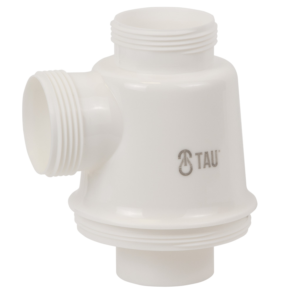 Сифон для кухонної мийки Tau з нержавіючим випуском 3½" круглим переливом і гнучким відведенням Ø40/50 мм