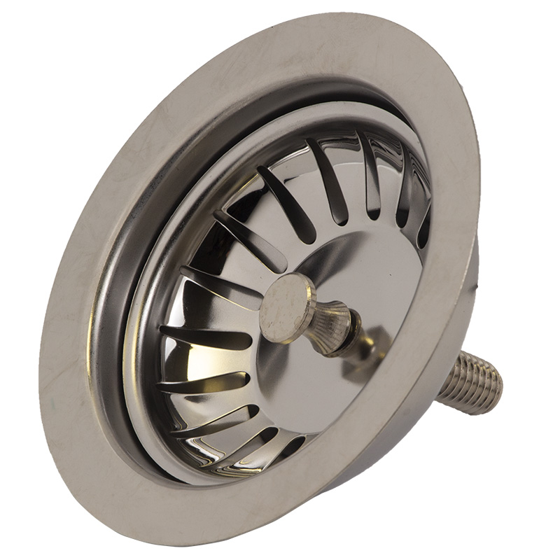 Сифон для кухонної мийки Tau з нержавіючим випуском 3½" круглим переливом і гнучким відведенням Ø40/50 мм