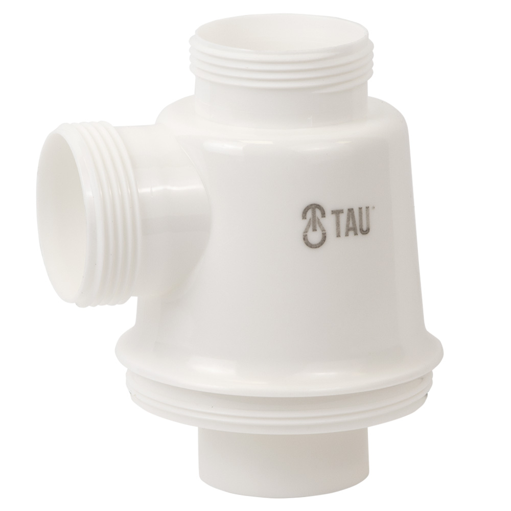 Сифон для кухонної мийки Tau з нержавіючим випуском 3½" квадратним переливом і гнучким відведенням Ø40/50 мм