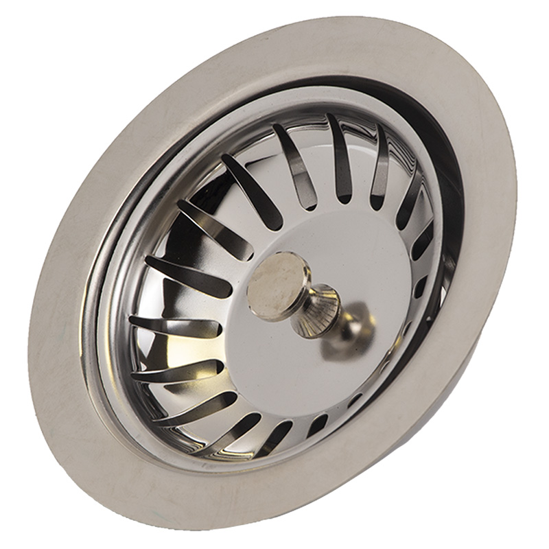 Сифон для кухонної мийки Tau з нержавіючим випуском 3½" квадратним переливом і гнучким відведенням Ø40/50 мм