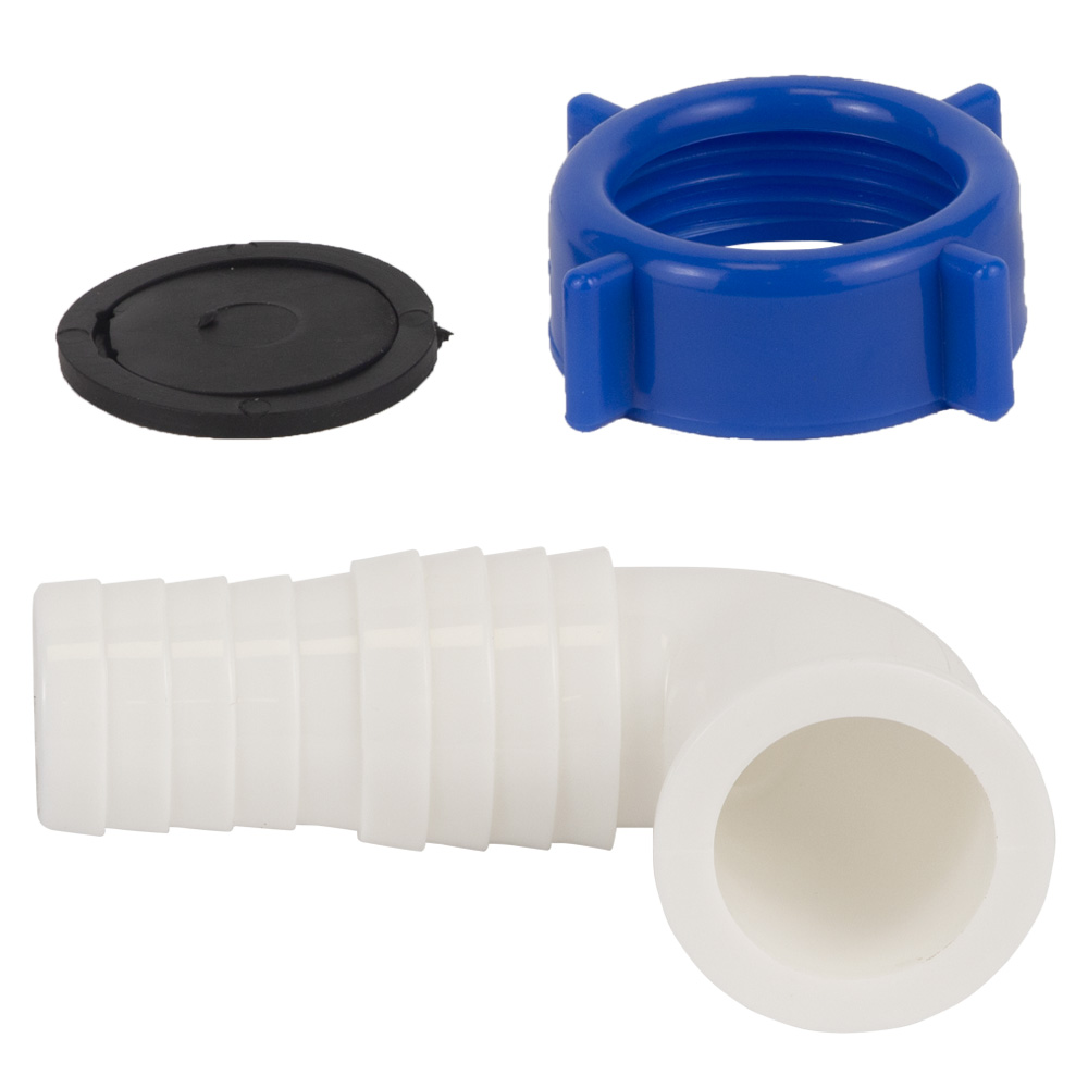 Сифон для кухонної мийки Tau з нержавіючим випуском 3½" виведенням під пральну машину круглим переливом і гнучким відведенням Ø40/50 мм