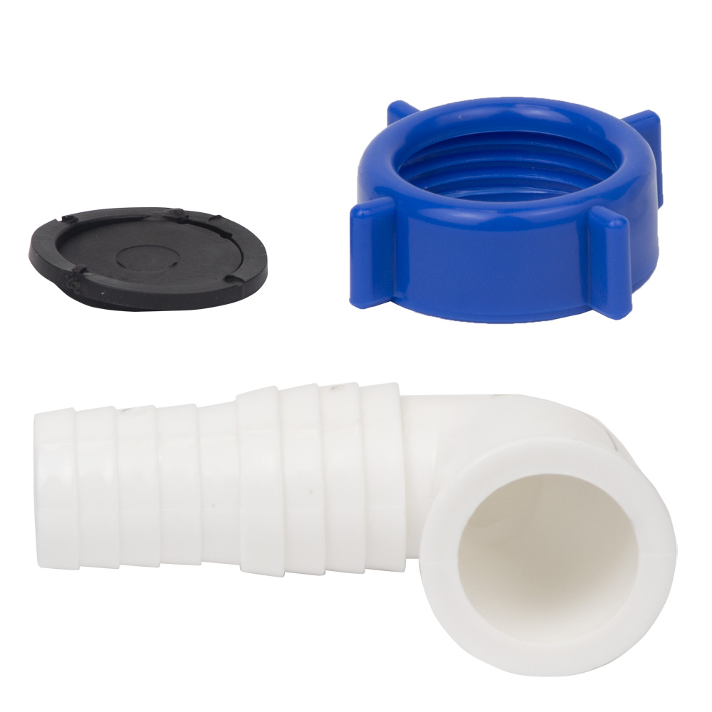 Сифон для кухонної мийки Tau з нержавіючим випуском 3½" виведенням під пральну машину квадратним переливом і гнучким відведенням Ø40/50 мм