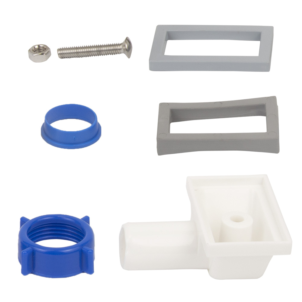 Сифон для кухонної мийки Tau з нержавіючим випуском 3½" виведенням під пральну машину квадратним переливом і гнучким відведенням Ø40/50 мм