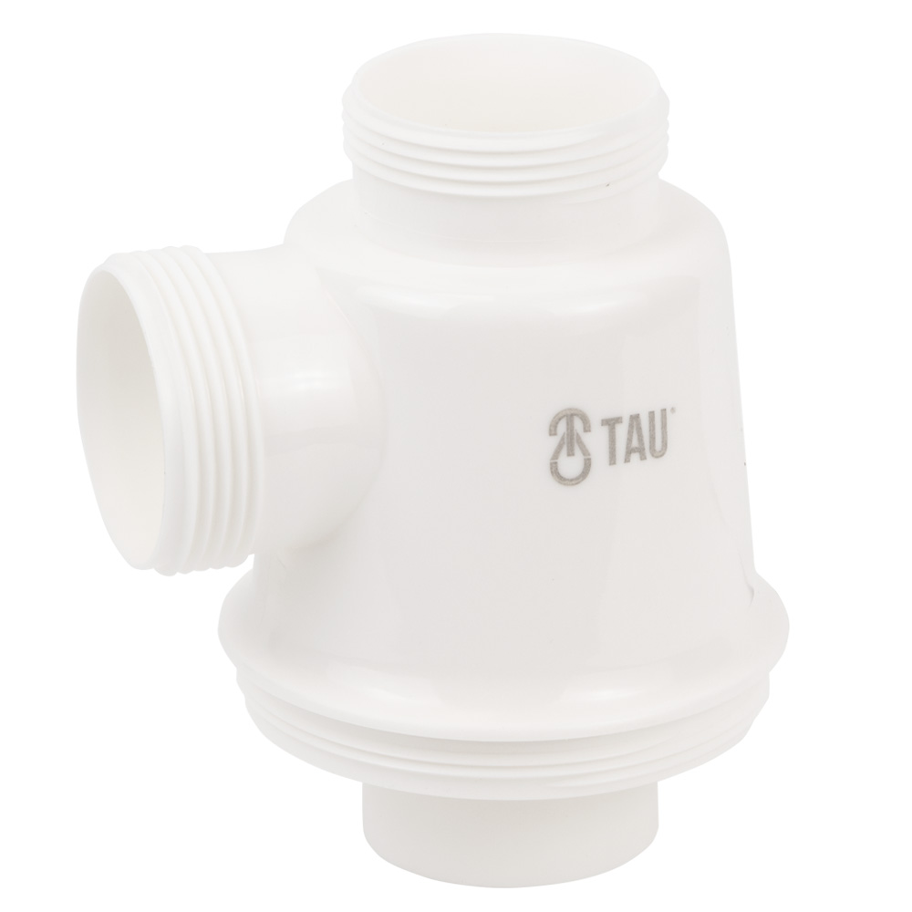 Сифон для кухонної мийки Tau з пластиковим випуском 3½" виведенням під пральну машину круглим переливом і гнучким відведенням Ø40/50 мм (Чорний)