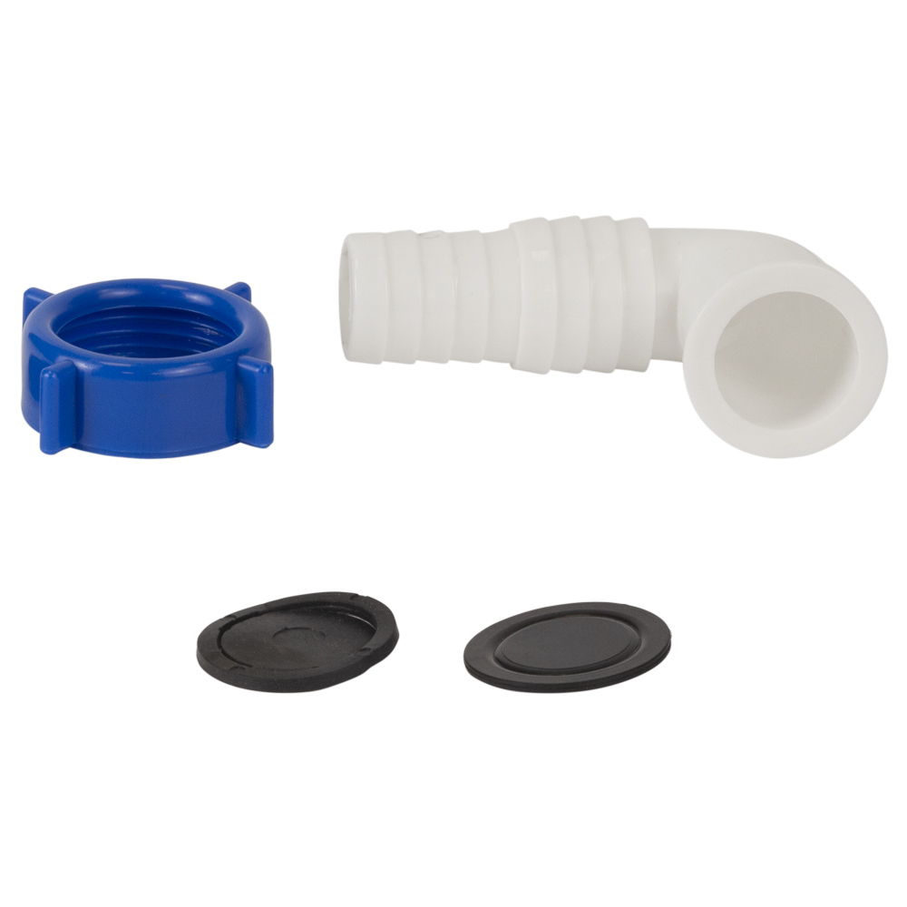 Сифон для кухонної мийки Tau з пластиковим випуском 3½" виведенням під пральну машину круглим переливом і гнучким відведенням Ø40/50 мм (Білий)