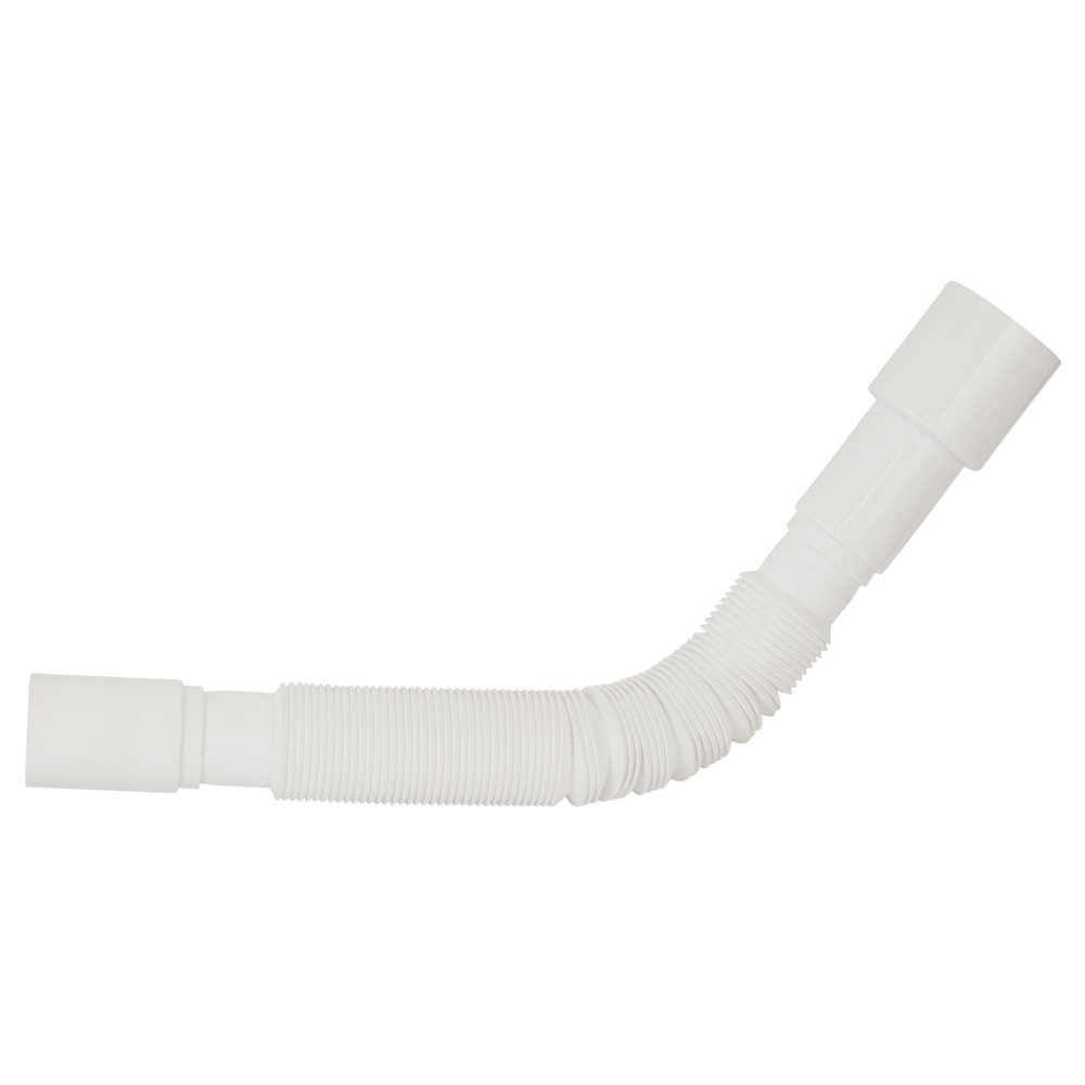 Сифон для кухонної мийки Tau з пластиковим випуском 3½" виведенням під пральну машину круглим переливом і гнучким відведенням Ø40/50 мм (Білий)