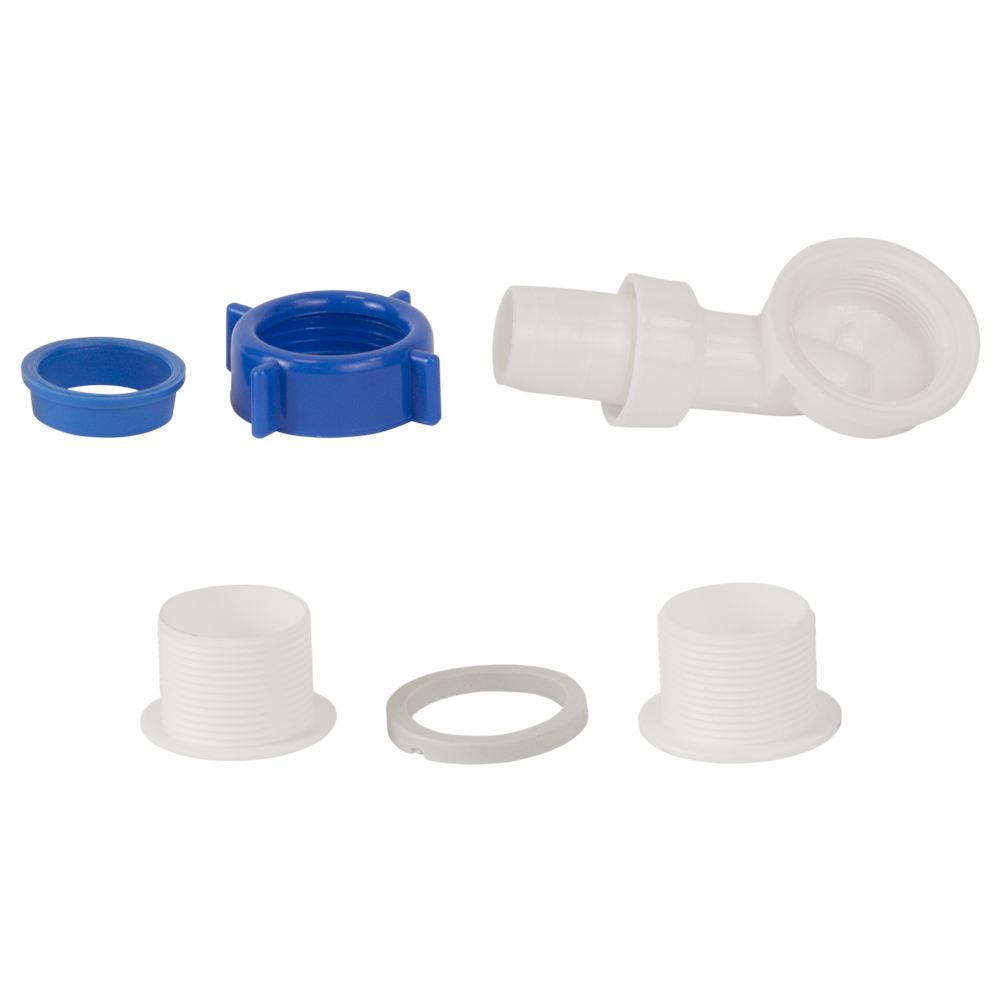 Сифон для кухонної мийки Tau з пластиковим випуском 3½" виведенням під пральну машину круглим переливом і гнучким відведенням Ø40/50 мм (Білий)