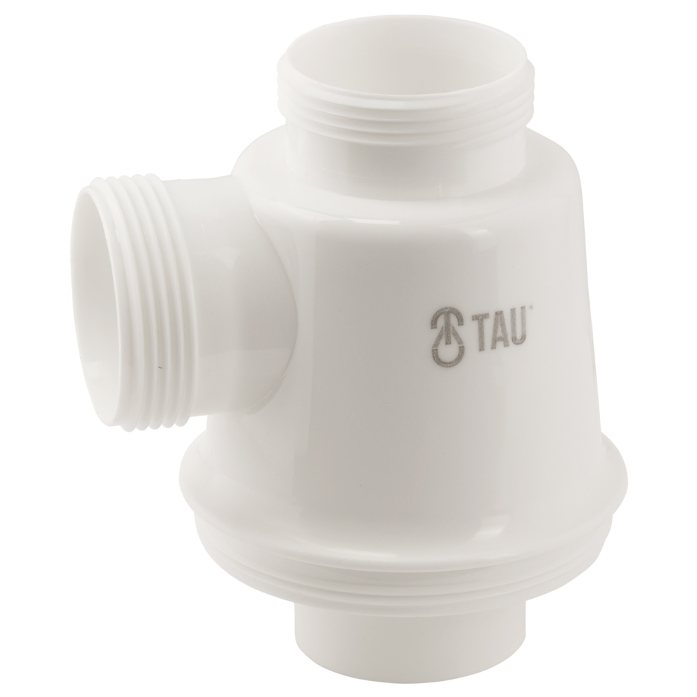 Сифон для кухонної мийки Tau з пластиковим випуском 3½" виведенням під пральну машину квадратним переливом і гнучким відведенням Ø40/50 мм (Чорний)