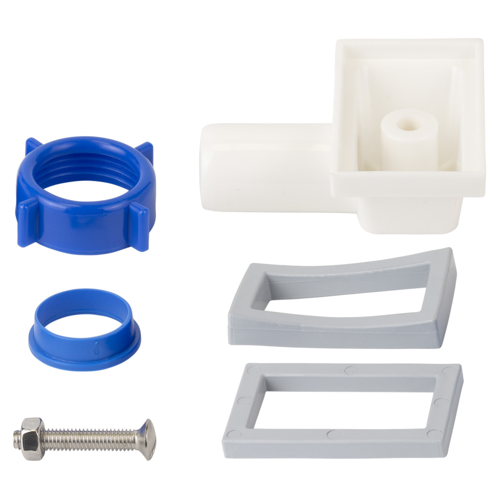 Сифон для кухонної мийки Tau з пластиковим випуском 3½" виведенням під пральну машину квадратним переливом і гнучким відведенням Ø40/50 мм (Білий)