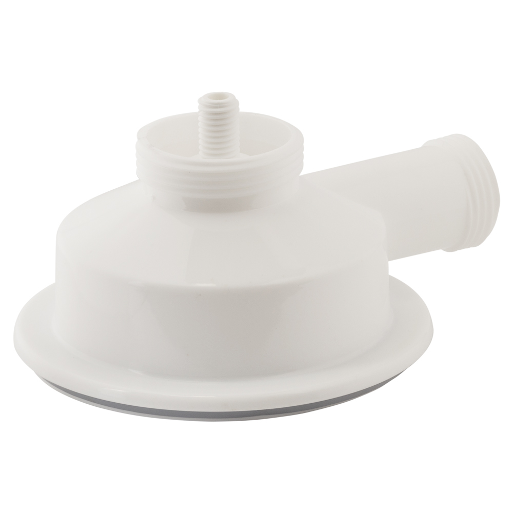 Сифон для кухонної мийки Tau з пластиковим випуском 3½" виведенням під пральну машину квадратним переливом і гнучким відведенням Ø40/50 мм (Білий)