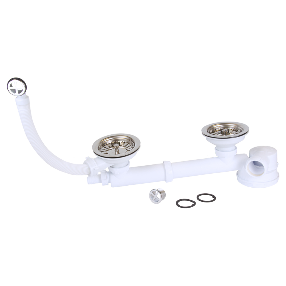 Сифон для подвійної кухонної мийки Wirquin Espace повний комплект 1½"ר40 мм