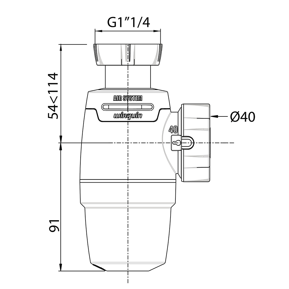 Сифон для раковини Wirquin Neo Air 1¼"ר40 мм
