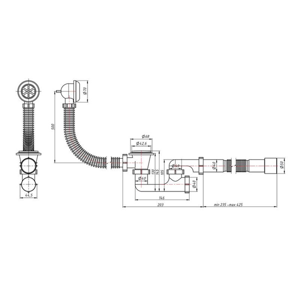 Сифон для ванны Lidz (WHI) 60 03 V002 02 с ревизией (выход 50 мм)