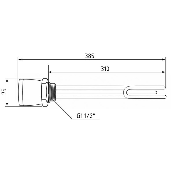 ТЭН с термостатом Galmet GE, 2 кВт, 230 В - 6/4" (1 1/2") (200 л) (41020011)