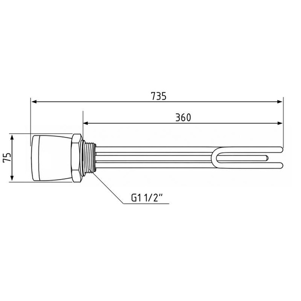 ТЭН с термостатом Galmet GE, 3 кВт, 230 В - 6/4" (1 1/2") (200 л) (41030011)