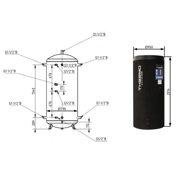 Теплоаккумулятор Thermo Alliance TA-ТАМ-00 1000 с изоляцией 80 мм
