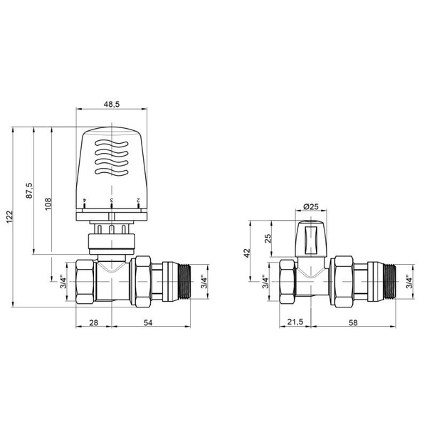 Термокомплект Icma 3/4" с антипротечкой прямой (№KIT_1100+775-940+815-940)