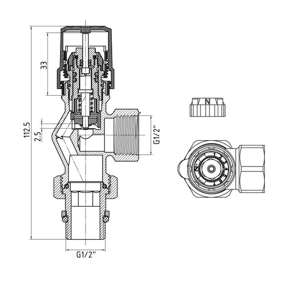 Термостатический набор осевой Thermo Alliance Standart 1/2" (TAS354W15)