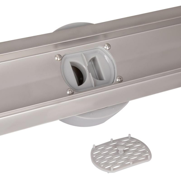 Трап из нержавеющей стали Qtap Scorpio Tile900 линейный под плитку (поворотный сифон/сухой затвор)