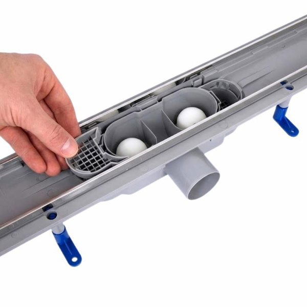 Трап Qtap Dry Tile304-600 линейный с сухим затвором под плитку 600 мм