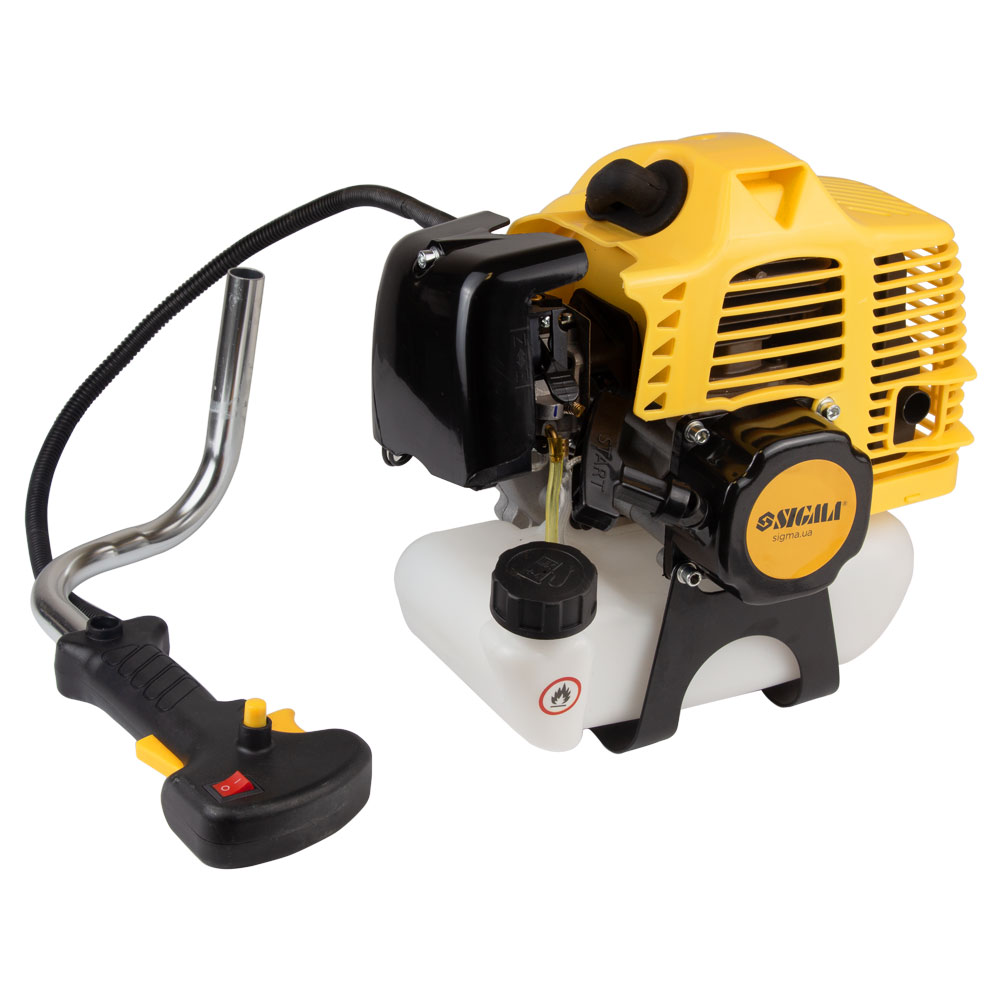 Тример Sigma бензиновий 2.4 кВт 43.0 см³ жорсткий вал U-ручка (котушка, ніж) (з 2х частин)