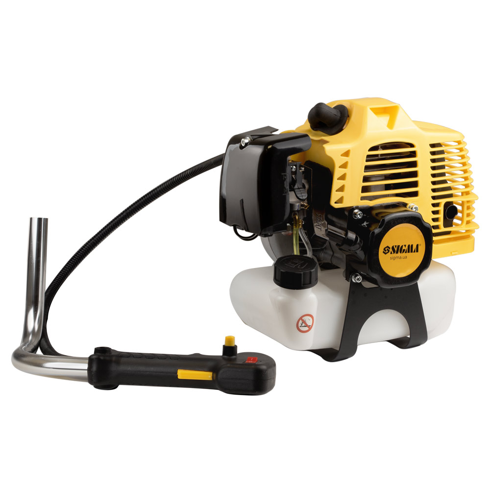 Тример Sigma бензиновий 3.6 кВт 52 см³ жорсткий посилений вал 28 мм U-ручка (котушка, 2 ножі, ремінь) (з 2х частин)