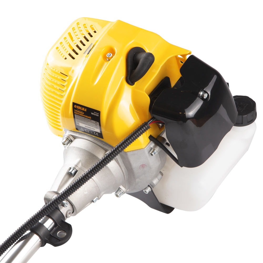 Тример Sigma бензиновий 3.6 кВт 52 см³ жорсткий посилений вал 28 мм U-ручка (котушка, 2 ножі, ремінь) (з 2х частин)