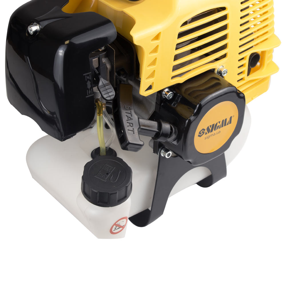 Тример Sigma бензиновий 3.6 кВт 52 см³ жорсткий посилений вал 28 мм U-ручка (котушка, 2 ножі, ремінь) (з 2х частин)