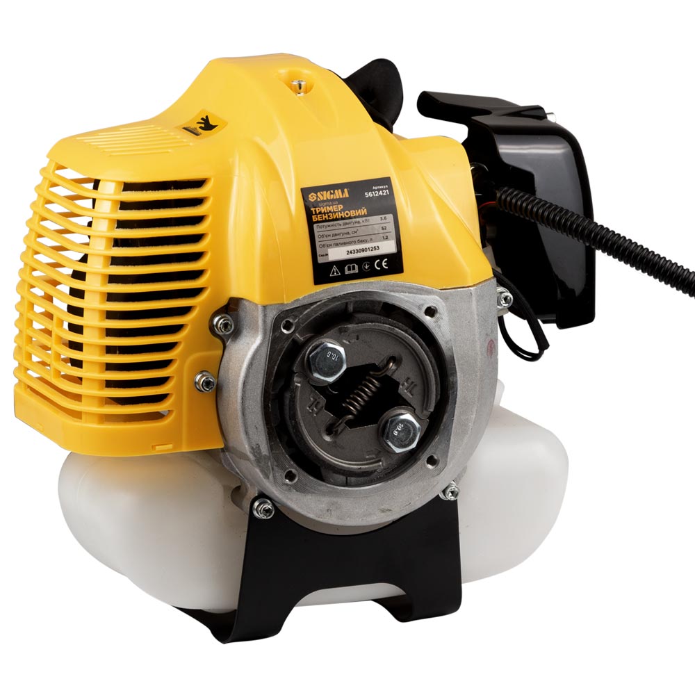 Тример Sigma бензиновий 3.6 кВт 52 см³ жорсткий посилений вал 28 мм U-ручка (котушка, 2 ножі, ремінь) (з 2х частин)