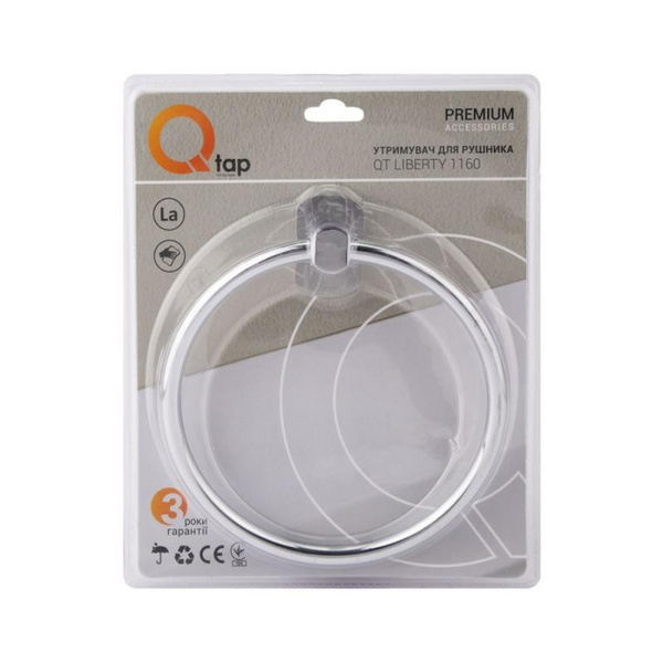 Держатель для полотенца Qtap Liberty D 160 мм Chrome (QTLIBCRM1160)