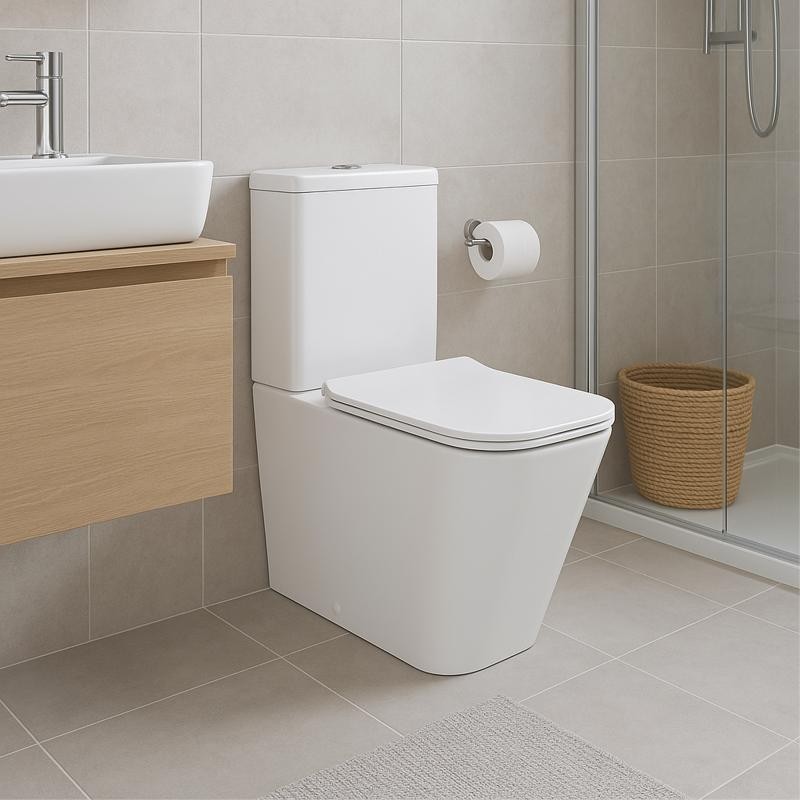 Унітаз-компакт Qtap Crow безобідковий із сидінням Soft-close (QT05222170W)