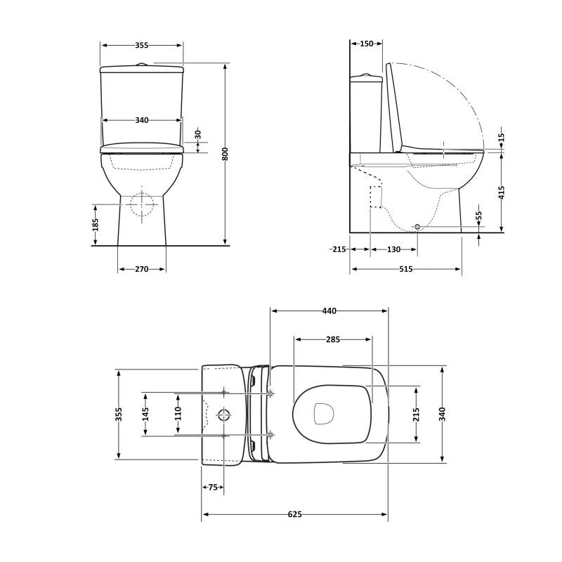 Унітаз-компакт Qtap Nando безободковий із сидінням Soft-close (QT12221222AW)